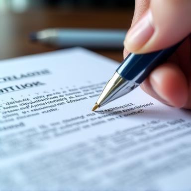 Analisi di un contratto legale con evidenziatore