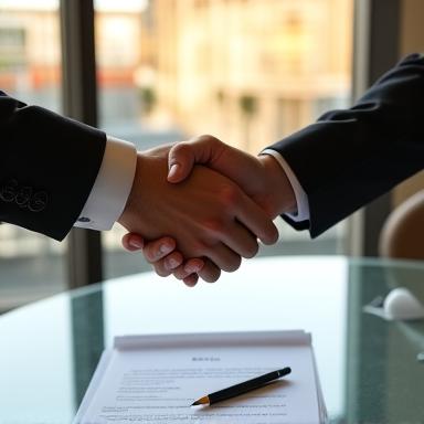 Simbolo di stretta di mano astratta o collaborazione tra partner